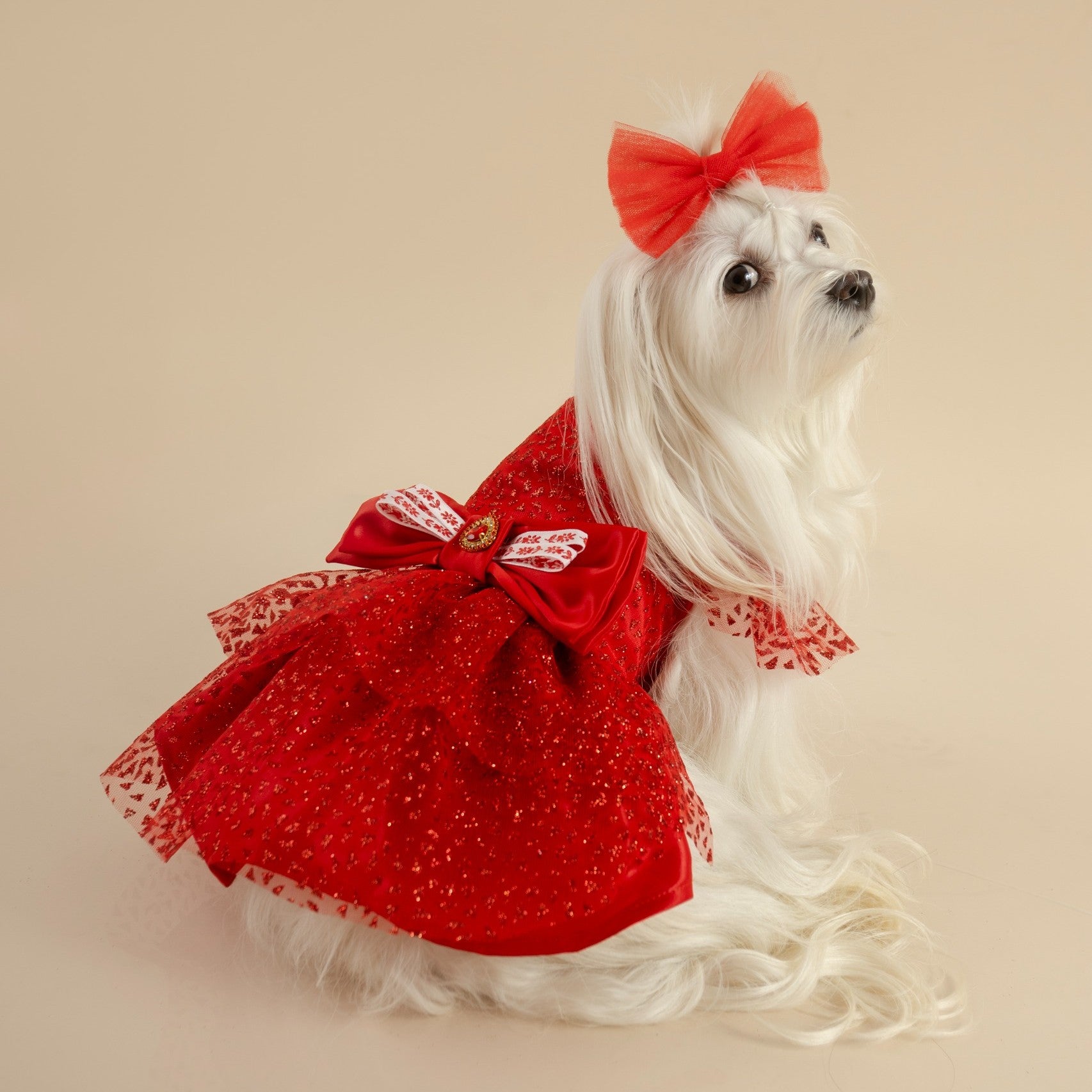 VESTIDO DE GALA ROJO BRILLANTE