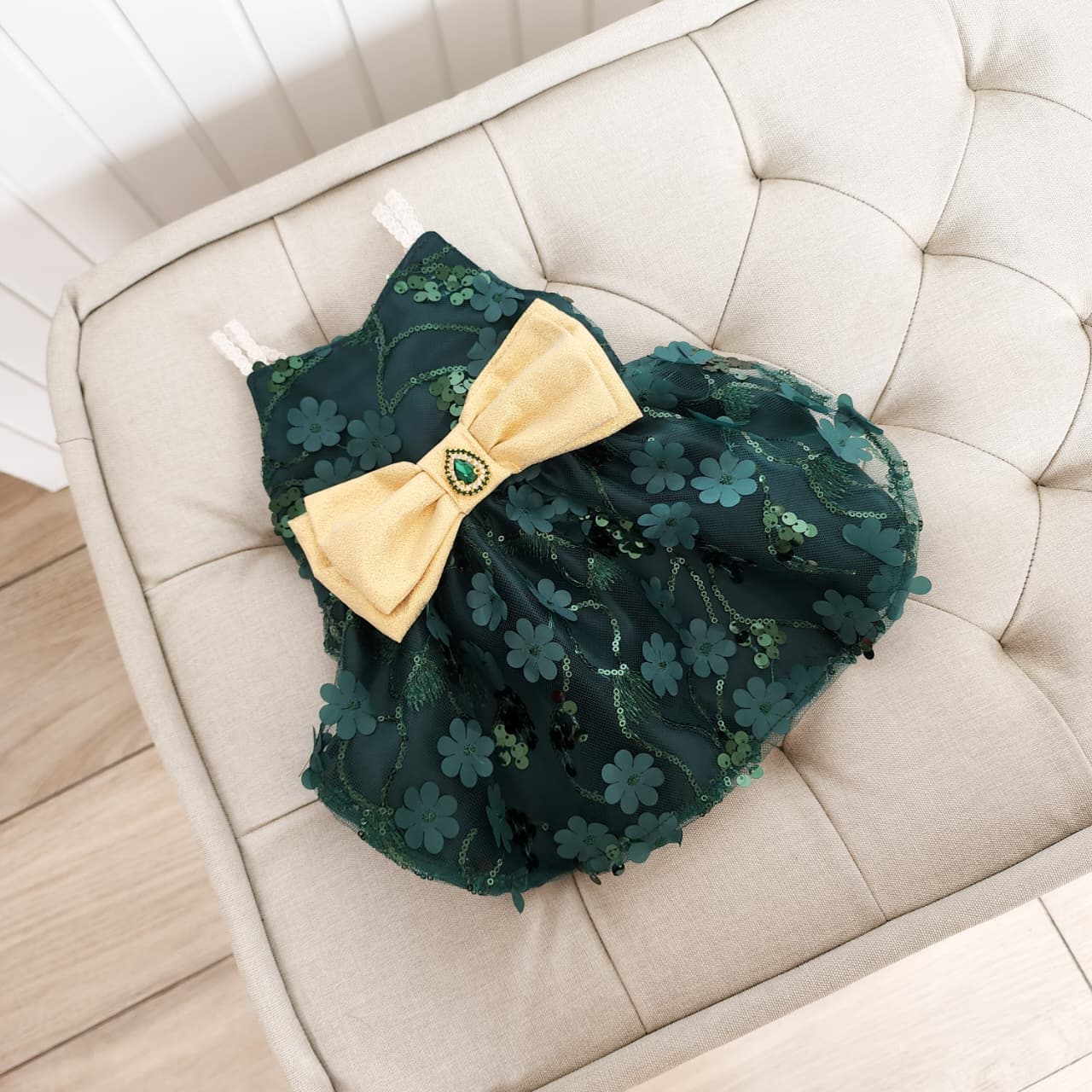 VESTIDO DE GALA VERDE BOTELLA