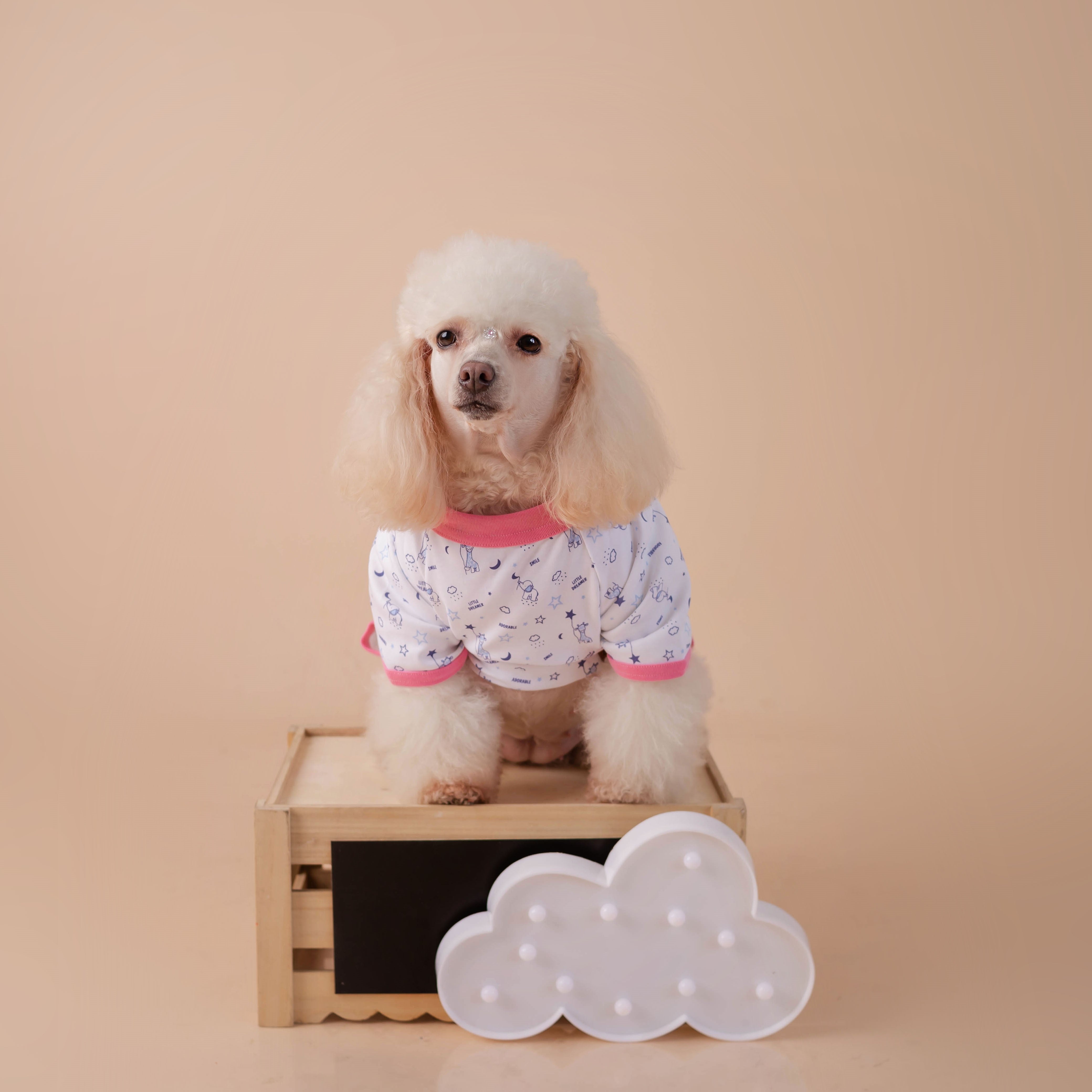 PIJAMA ENTERIZO BLANCO CON ELEFANTITOS ROSA