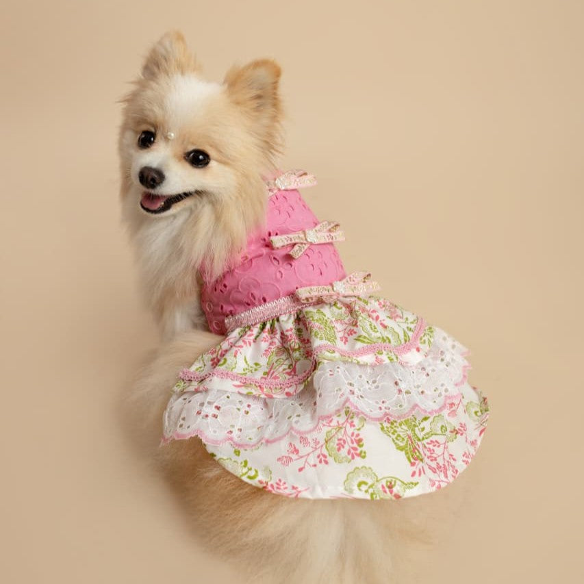 VESTIDO FUCSIA Y VERDE