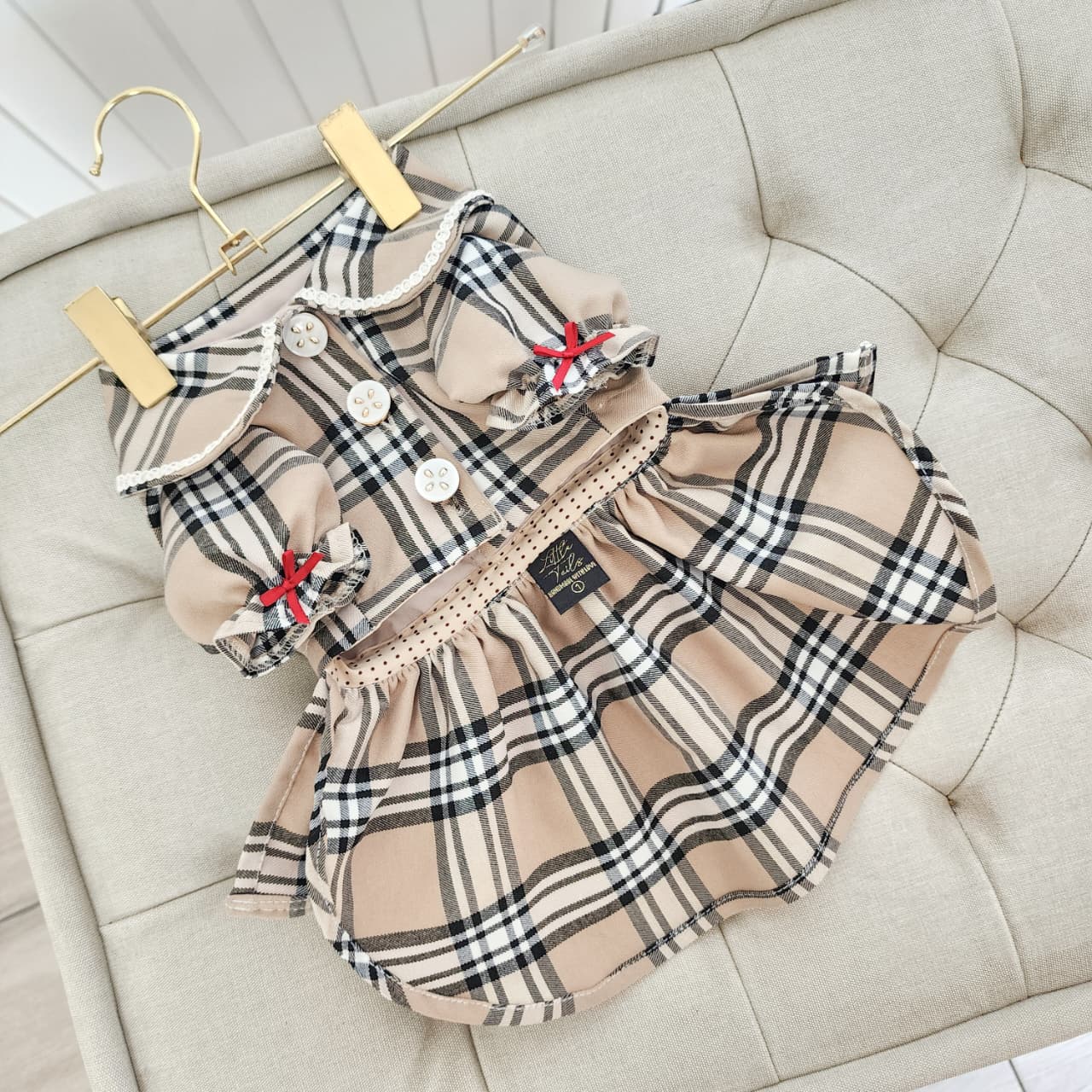 VESTIDO A CUADROS BEIGE