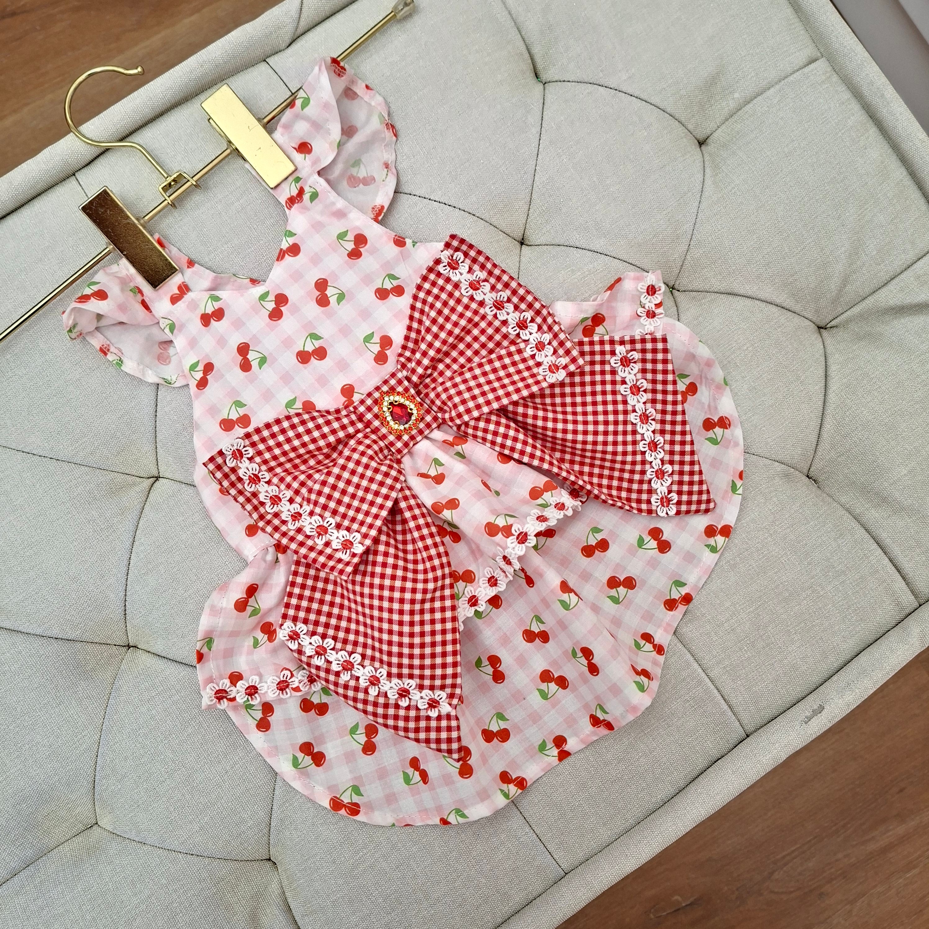 Vestido Rosado Cuadros Cereza