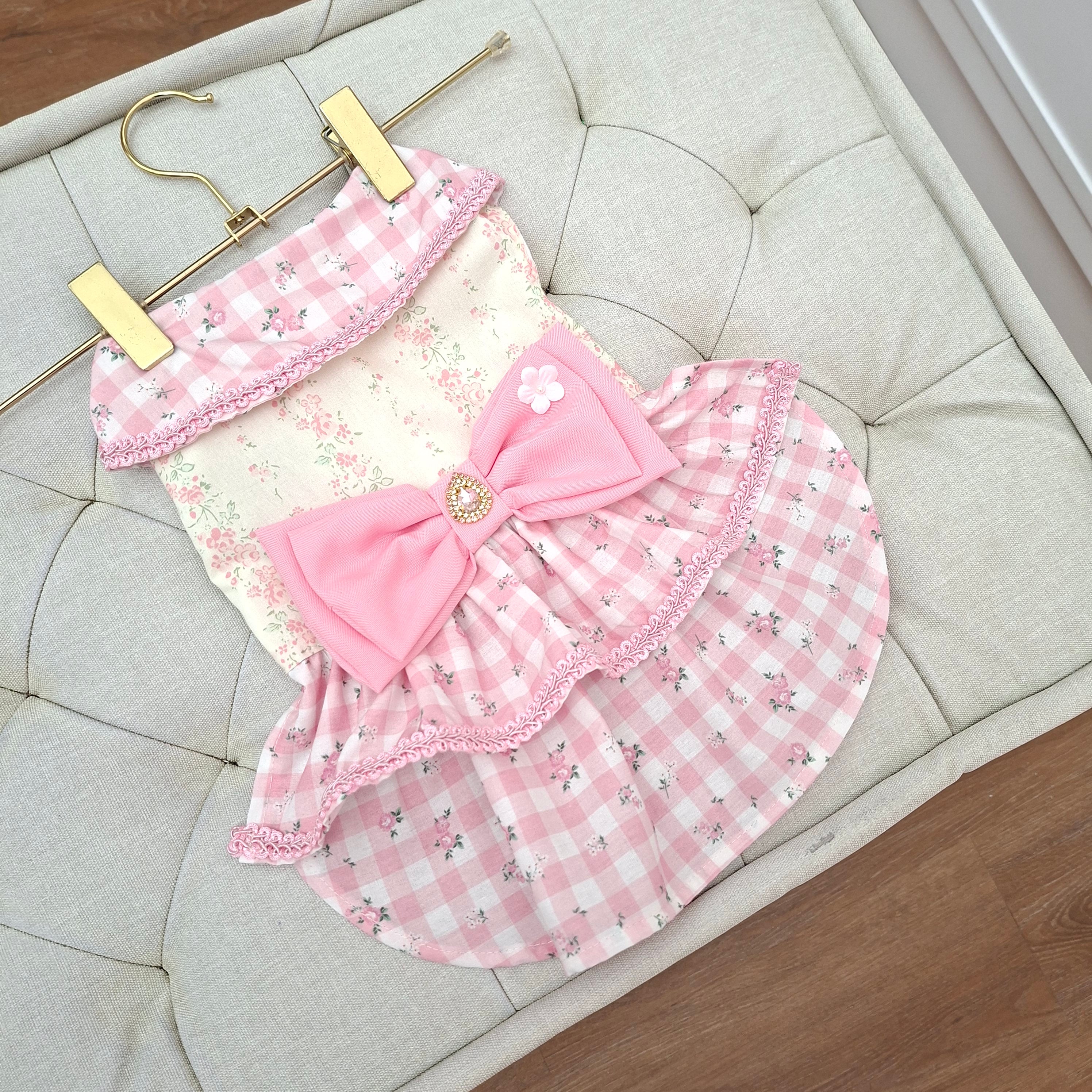 Vestido Rosado Cuadros Primavera